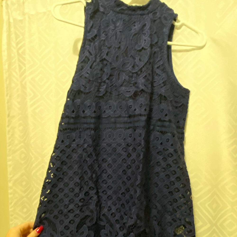 Navy Blue High Neck Love Fire dress